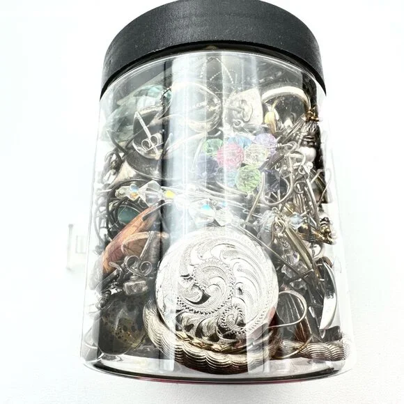 Mystery Jewelry Jar #981 Wearable Quality 925 Mixed Metal Earrings 350+ Grams - Picture 1 of 4